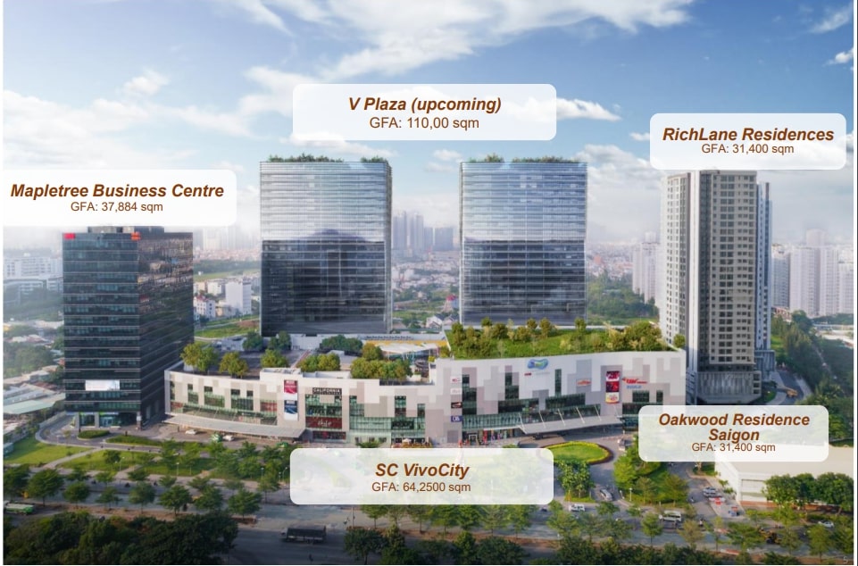 Tòa nhà V Plaza Towers và các tòa nhà xung quanh