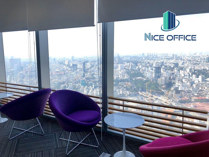 Khu vực tiếp khách chung tại văn phòng trọn gói Bitexco