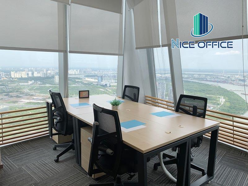 Phòng làm việc 4 chỗ tại văn phòng trọn gói Bitexco với 2 mặt view toàn cảnh thành phố