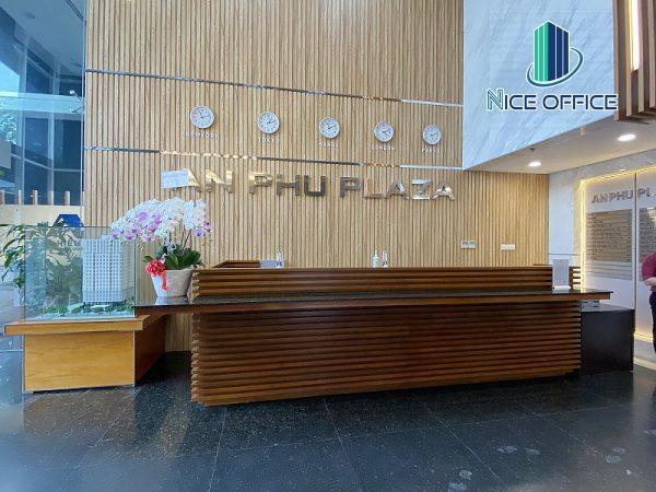 Khu vực sảnh lễ tân rộng rãi sang trọng tại cao ốc An Phú Plaza