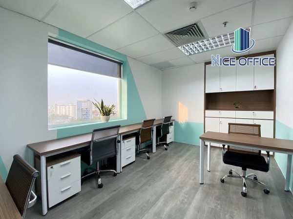 Phòng làm việc 6 chỗ tại văn phòng trọn gói City Light Tower được trang bị đầy đủ nội thất cao cấp