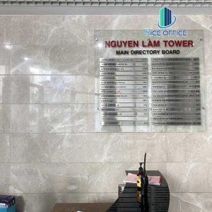 Bàng tên công ty tại sảnh tầng trệt tòa nhà Nguyễn Lâm Tower