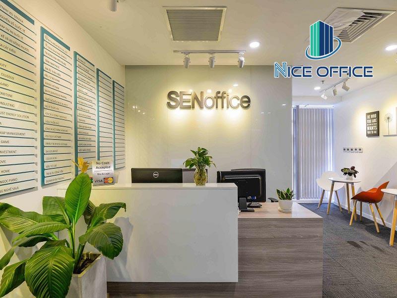 Khu vực lễ tân tại Sen Office - Vincom Center