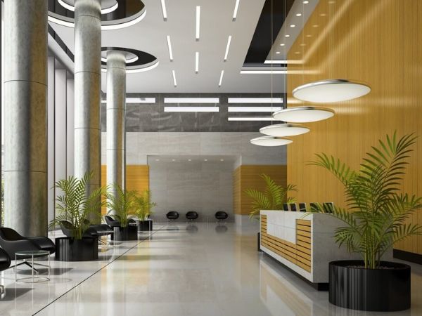 Văn phòng cho thuê công ty quảng cáo với sảnh lễ tân sang trọng