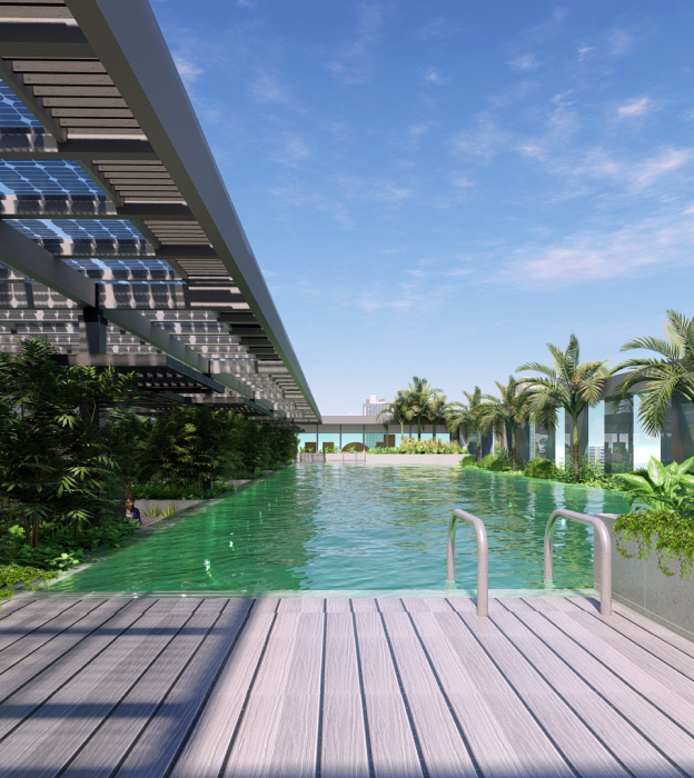 khu vực hồ bơi tại toà nhà E.Town 6