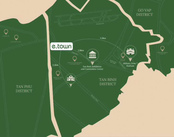 Toà nhà E.Town 6 có vị trí cực tốt tại Tân Bình