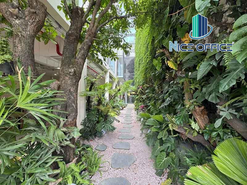 Cây xanh trong khuôn viên văn phòng trọn gói Tini Coworking Space