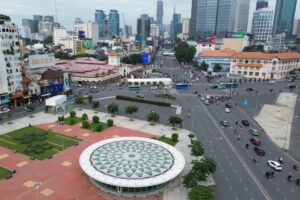 Vị trí của ga Ngầm Bến Thành nhìn từ trên cao