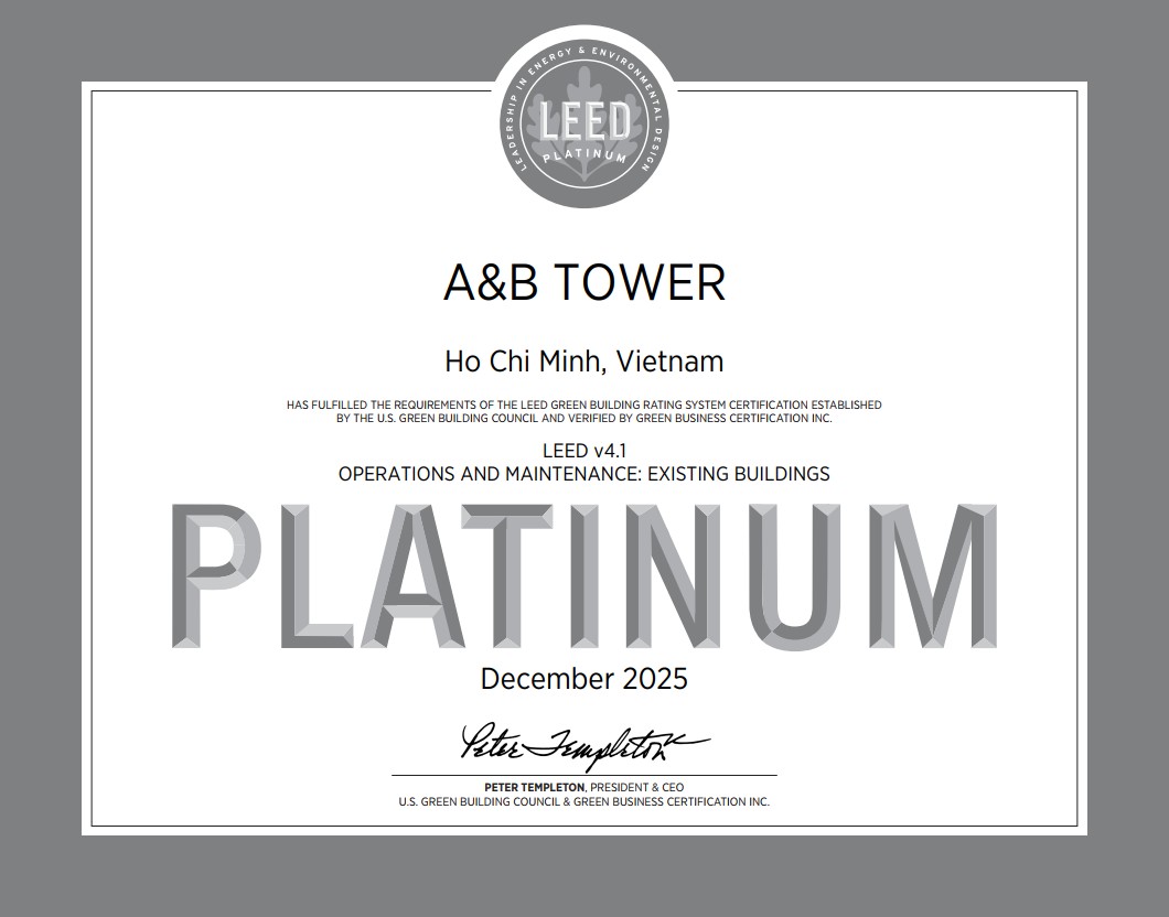 AB Tower đạt chứng nhận LEED Platinum
