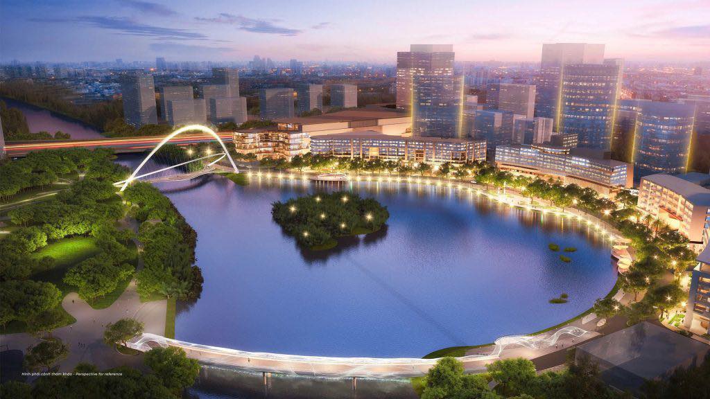 Toàn bộ phối cảnh Crescent Mall bên cầu Bán Nguỵệt