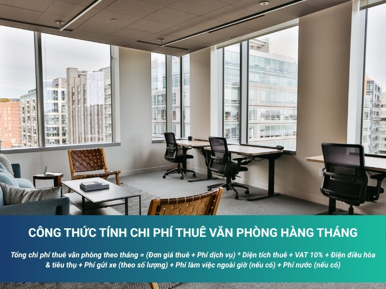 Công thức tính chi phí thuê văn phòng hàng tháng