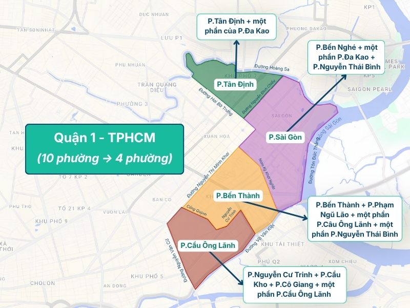 Bản đồ Quận 1 sau khi sáp nhập