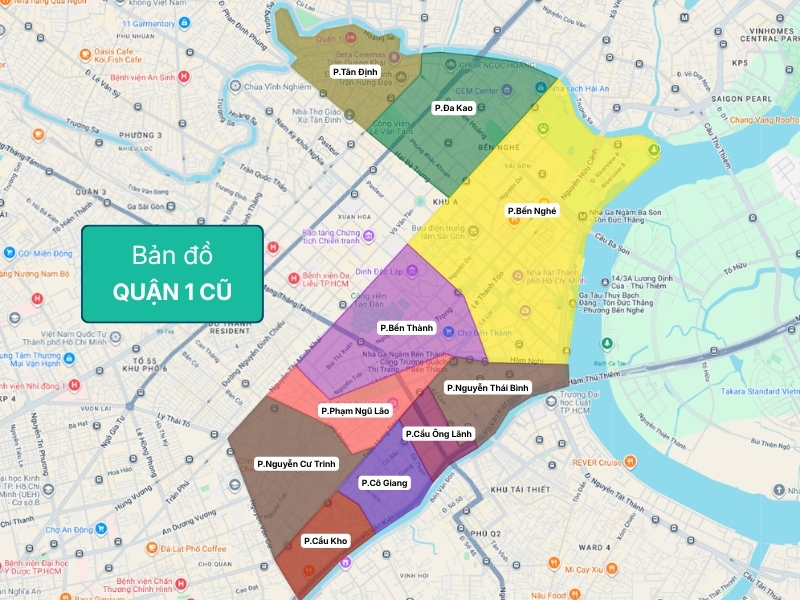 Bản đồ Quận 1 trước khi sáp nhập