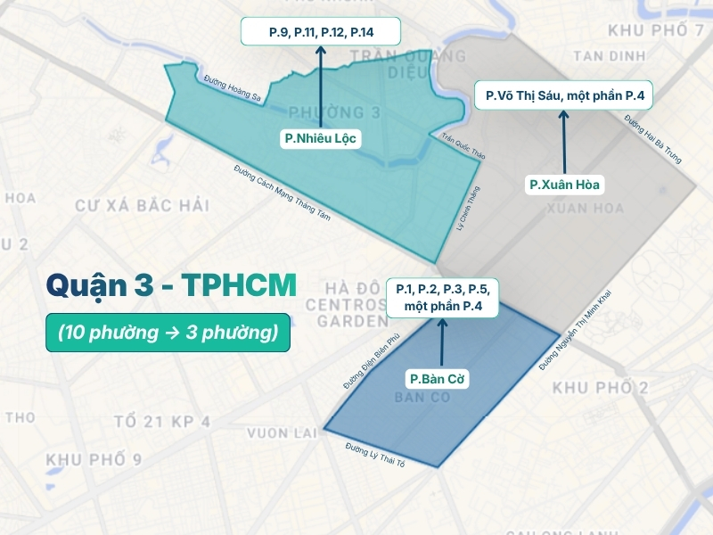 Bản đồ Quận 3 sau khi sáp nhập