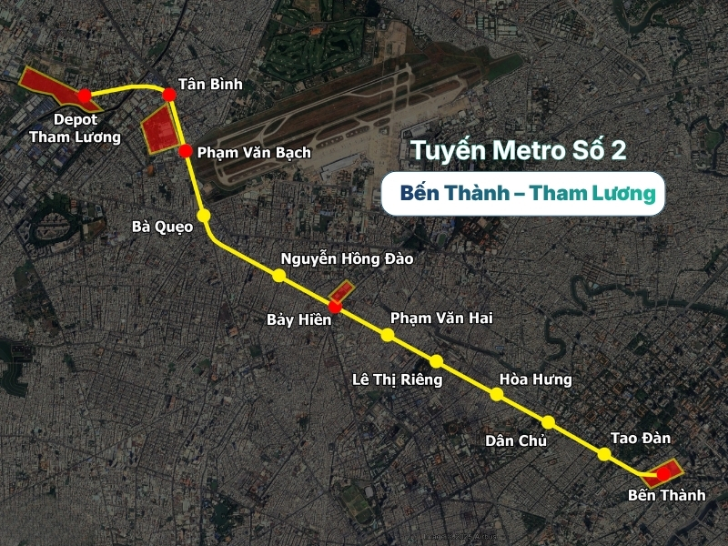 Bản đồ tuyến Metro số 2 TPHCM